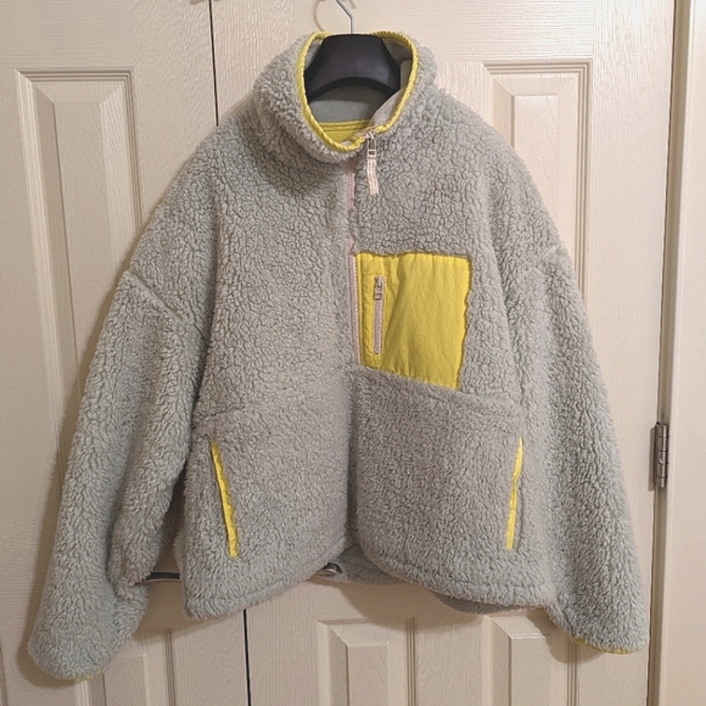 Anthropologie Janey Fleece Sherpa Quarter Zip Pullover XL